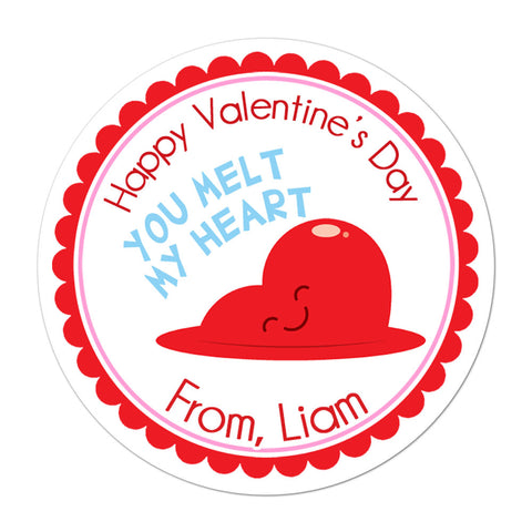 Melt My Heart Personalized Valentines Day Sticker