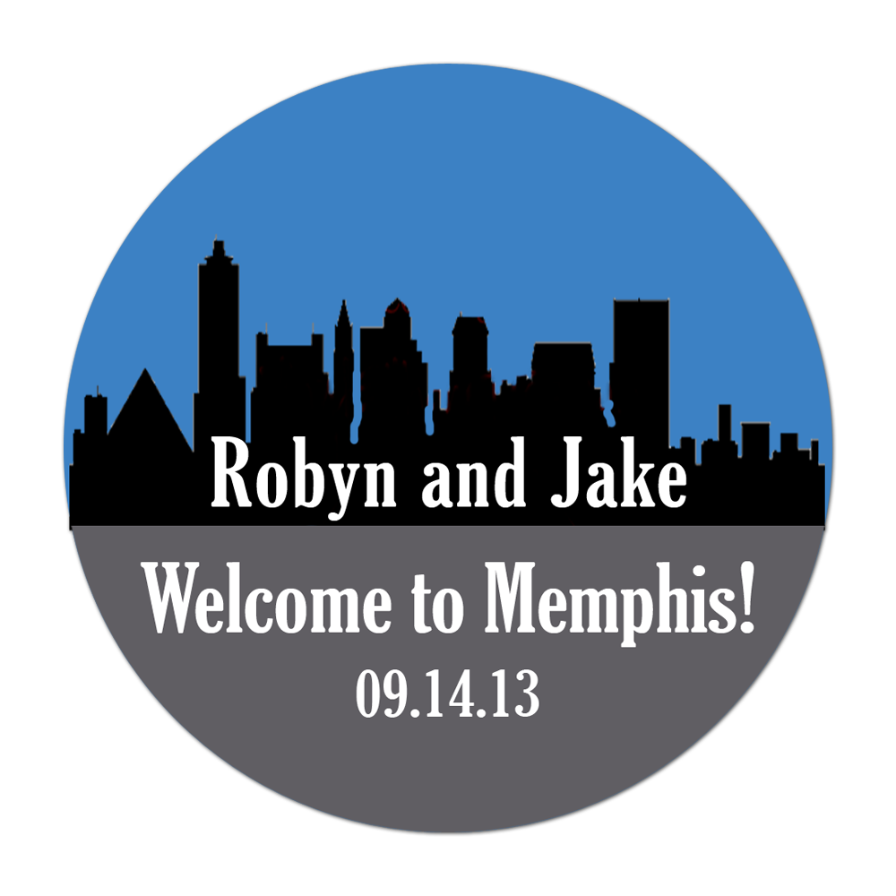 Memphis Tennessee Skyline Personalized Sticker Wedding Stickers - INKtropolis
