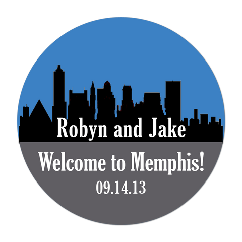 Memphis Skyline Personalized Destination Wedding Favor Sticker
