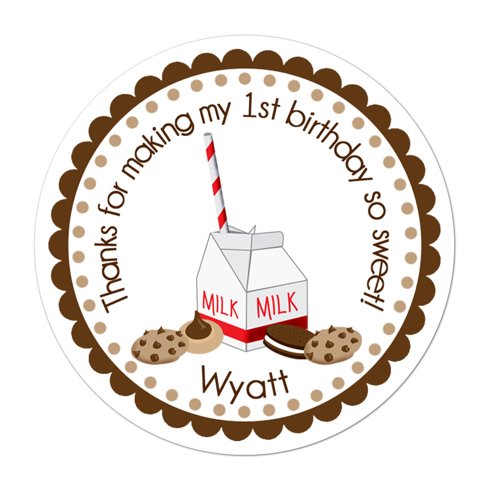 Milk and Cookies Personalized Sticker Birthday Stickers - INKtropolis