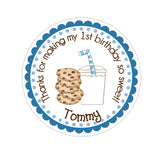 Milk and Cookies Personalized Sticker Birthday Stickers - INKtropolis