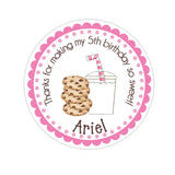 Milk and Cookies Personalized Sticker Birthday Stickers - INKtropolis