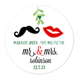 Mistletoe Lips and Mustche Personalized Sticker Wedding Stickers - INKtropolis