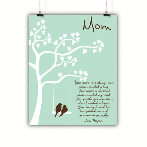 Tree Mom Gift, Thank you, Mother's Day Poster, Print, Framed or Canvas