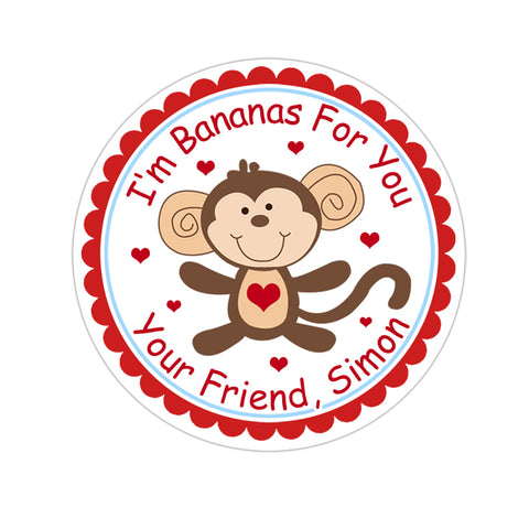 Monkey Personalized Valentines Day Sticker