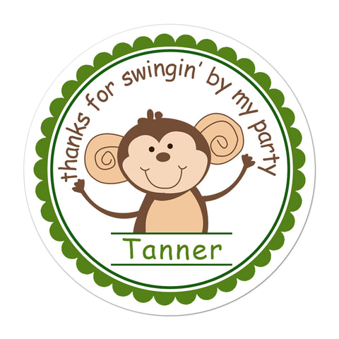 Monkey Personalized Birthday Favor Sticker