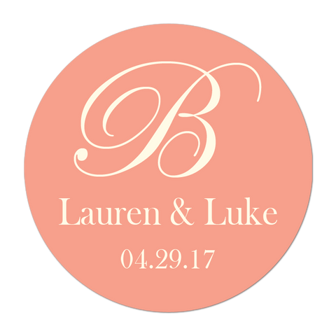 Last Name Initial Monogram Personalized Wedding Favor Sticker