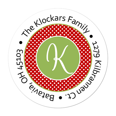 Monogram Polka Dot Personalized Holiday Sticker