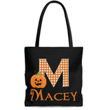 personalized pumpkin monogram halloween trick or treat bag