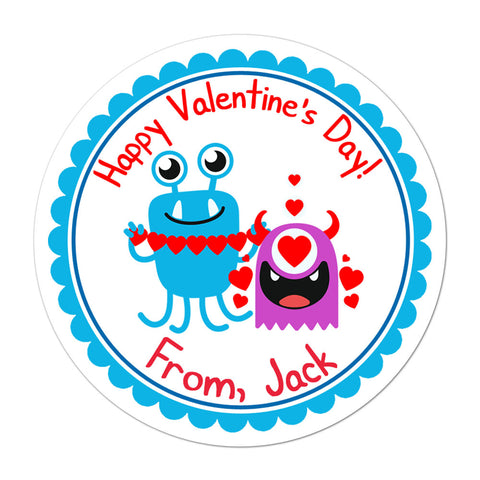 Love Monster Personalized Valentines Day Sticker