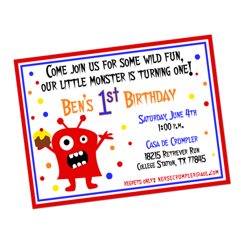 Monster Digital Birthday Invitation