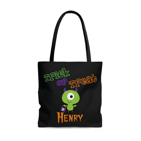 Personalized Halloween Trick Or Treat Bag, Kids Halloween Tote Bag - Monster