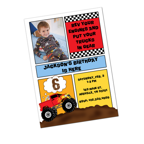 Monster Truck Digital Birthday Invitation