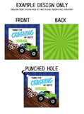 Personalized Blue and Green Monster Truck Birthday Favor Tags