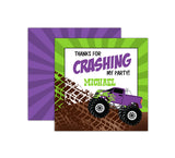 Personalized Purple Monster Truck Birthday Favor Tags