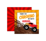 Personalized Red Monster Truck Birthday Favor Tags