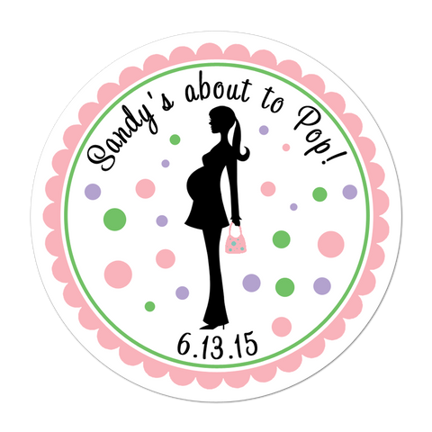 Mother To Be Silhouette Personalized Baby Shower Sticker