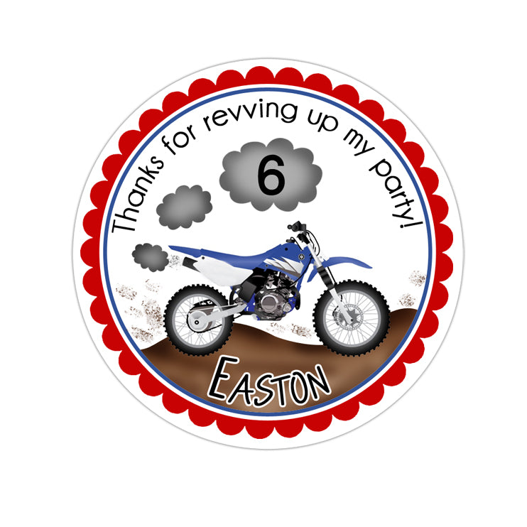 Motocross Dirt Bike Personalized Sticker Birthday Stickers - INKtropolis