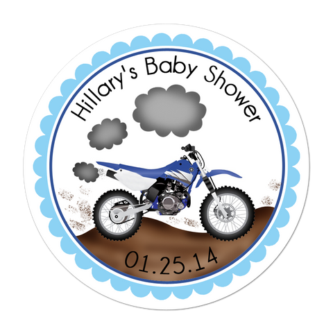 Dirtbike Personalized Baby Shower Sticker
