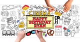 Personalized Movie Theater Birthday Coloring Banner, Poster, Paper Table Cover