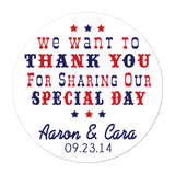 Carnival Circus Font Thank You Personalized Sticker Wedding Stickers - INKtropolis