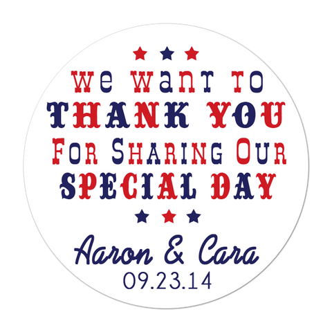 Circus Font Thank You Personalized Sticker