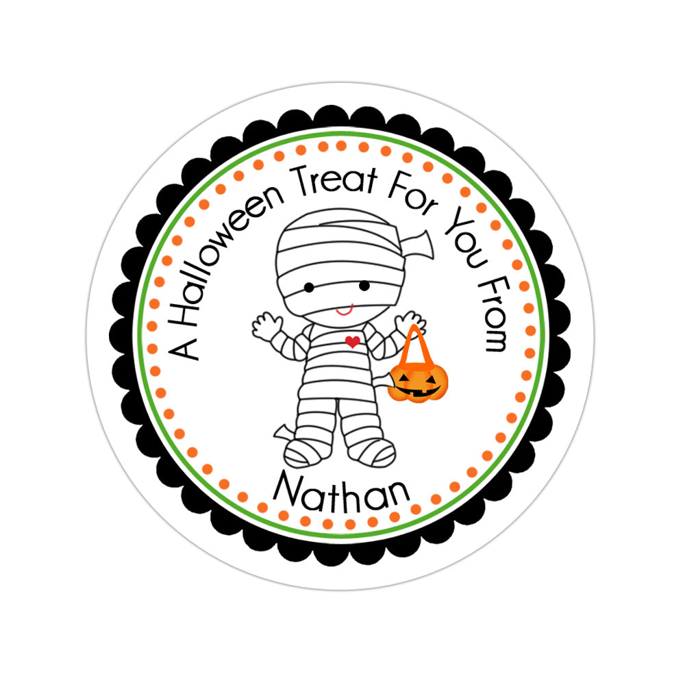 Mummy Costume Personalized Sticker Halloween Stickers - INKtropolis