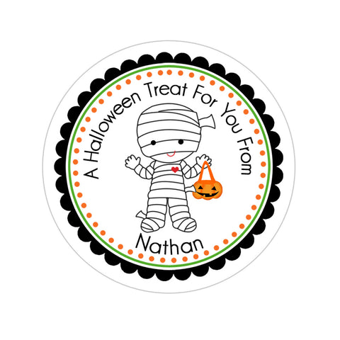 Mummy Costume Personalized Halloween Sticker
