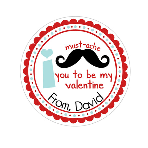 Mustache Personalized Valentines Day Sticker