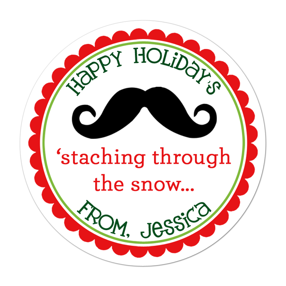 Mustache Personalized Sticker Christmas Stickers - INKtropolis