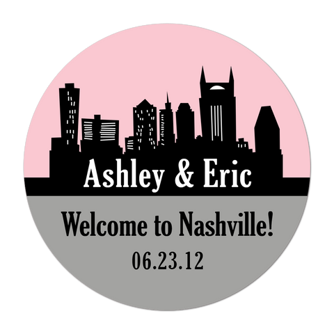 Nashville Skyline Personalized Destination Wedding Favor Sticker