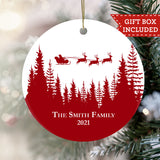 Personalized Family Christmas Ornament - Santa and Reindeer