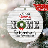 Personalized Rustic Farmhouse New Home Christmas Ornament