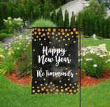 Personalized Happy New Year Garden Flag - Gold Confetti