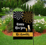 Personalized Happy New Year Garden Flag - New Year Fireworks