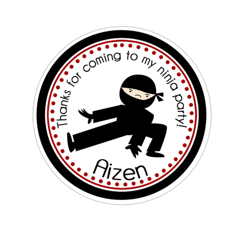 Ninja Pose Personalized Birthday Favor Sticker