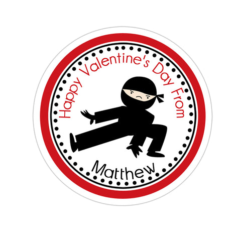 Ninja Personalized Valentines Day Sticker