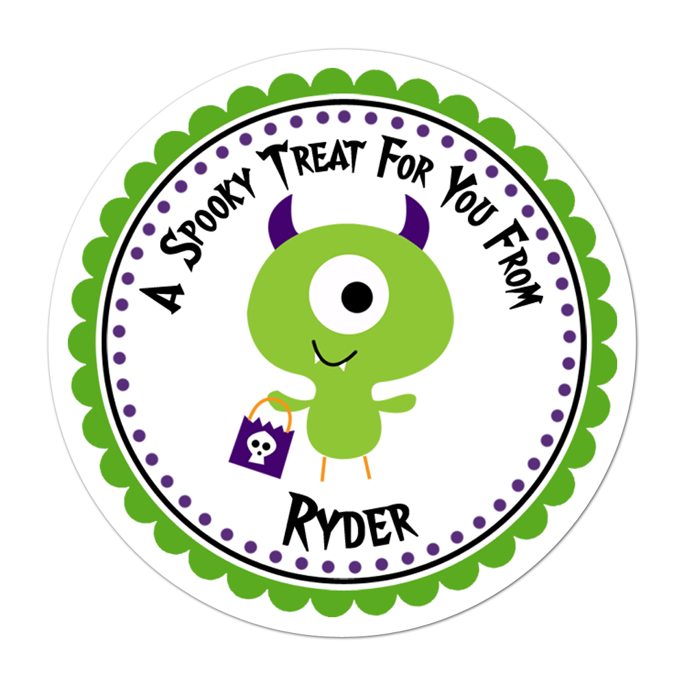 Trick Or Treat Monster Personalized Sticker Halloween Stickers - INKtropolis