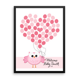 Personalized Baby Shower Guest Book Alternative - Pink Owl Balloon Customized Poster, Print, Framed or Canvas, 50 Signatures Baby Shower Guest Book - INKtropolis