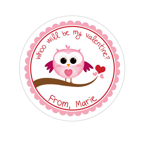 Owl Personalized Valentines Day Sticker