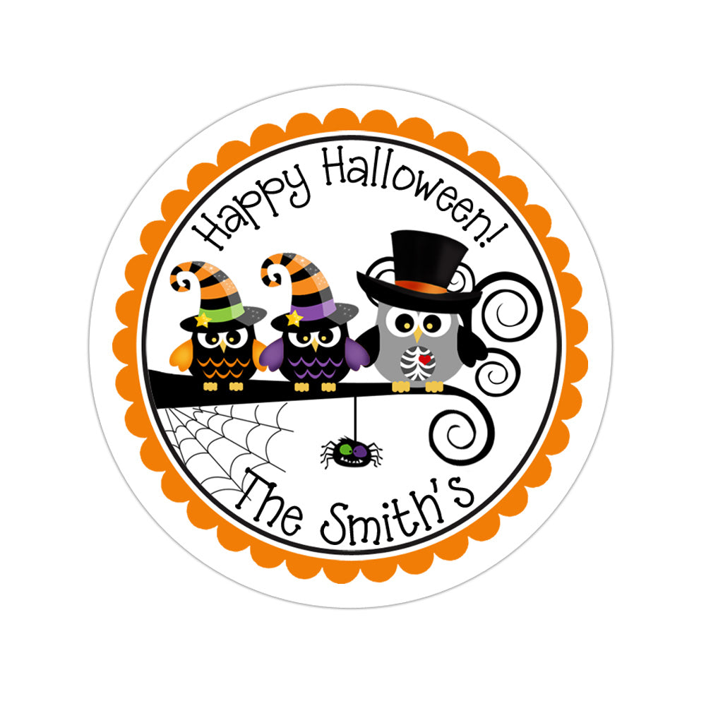Cute Owl Family Personalized Sticker Halloween Stickers - INKtropolis