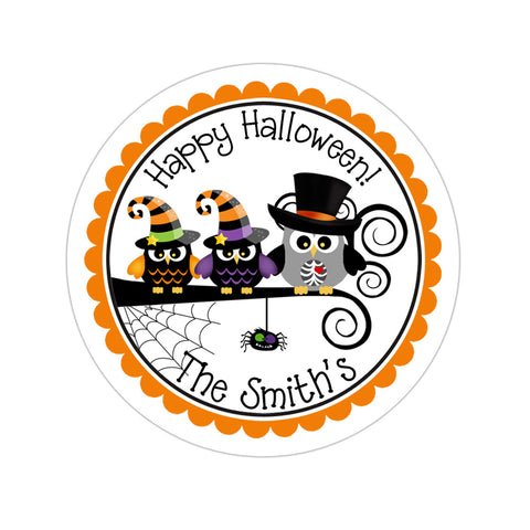 Owl Family Personalized Halloween Sticker