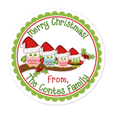 Owl Family Personalized Sticker Christmas Stickers - INKtropolis