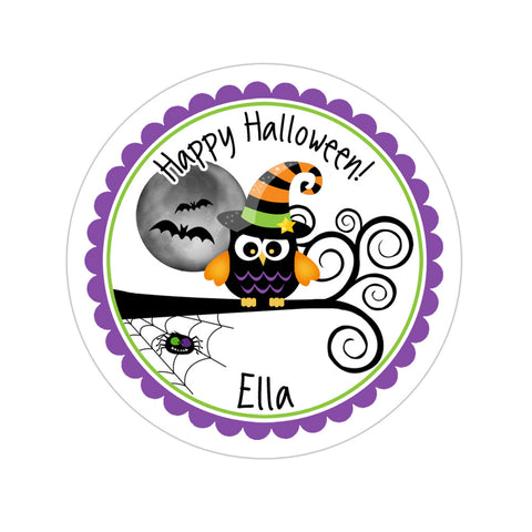 Owl Witch Personalized Halloween Sticker