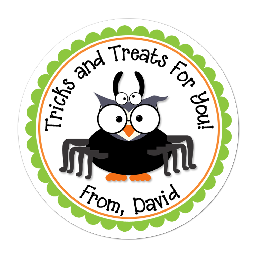 Spider Owl Personalized Sticker Halloween Stickers - INKtropolis