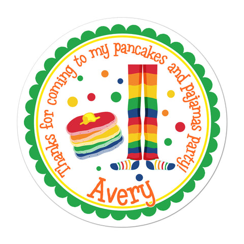 Pancakes and Pajamas Party Personalized Birthday Favor Sticker