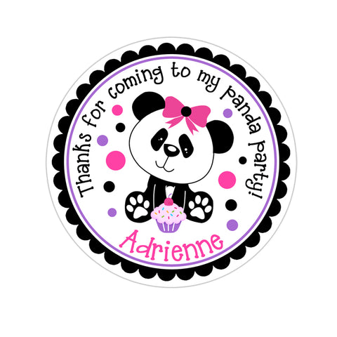 Panda Bear Personalized Birthday Favor Sticker