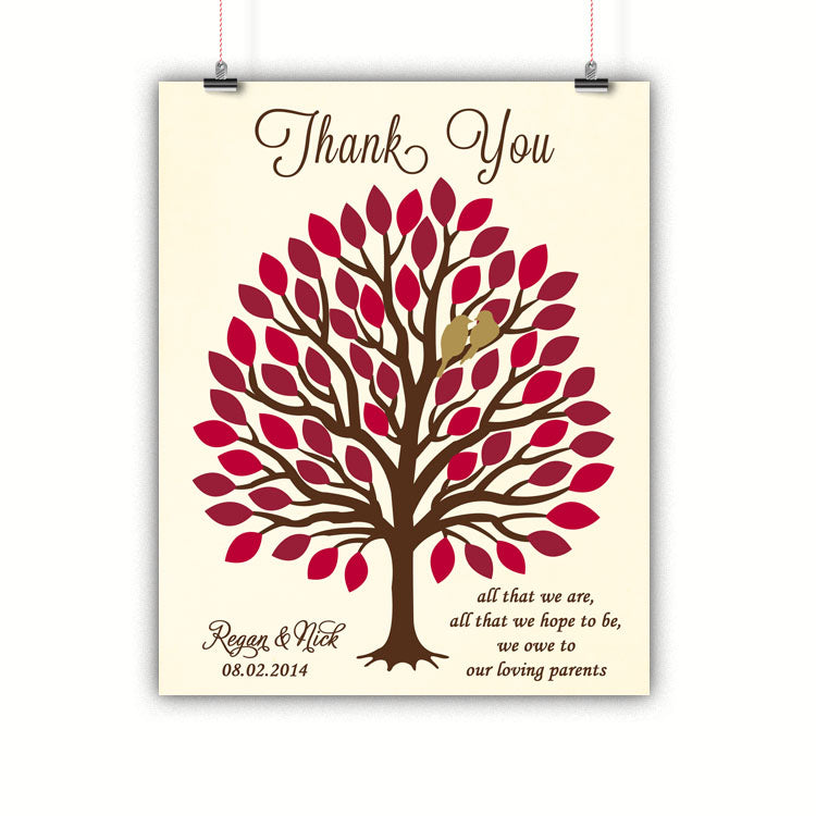 Tree Parents Gift, Thank you, Wedding, Poster, Print, Framed or Canvas wedding art - INKtropolis