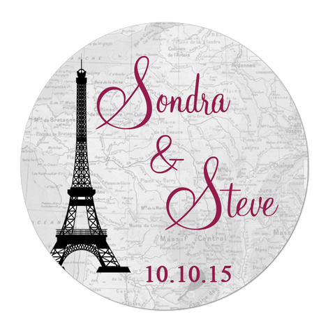 Paris Eiffel Tower Personalized Wedding Favor Sticker