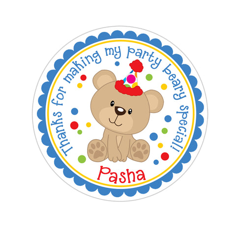 Teddy Bear Party Personalized Birthday Favor Sticker